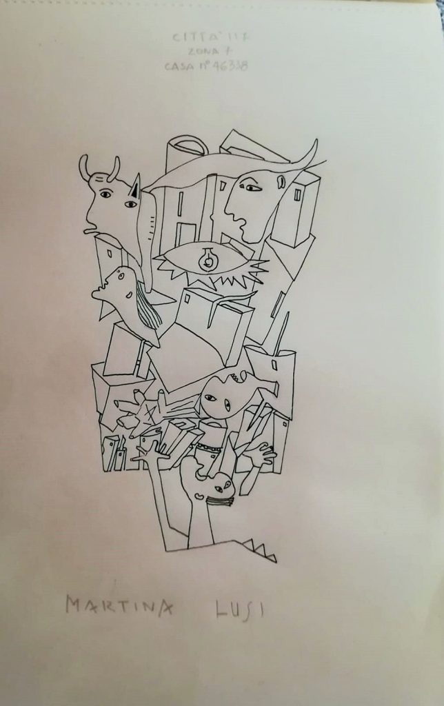 Bozza della copertina, con la rappresentazione rivisitata di Guernica di Picasso.