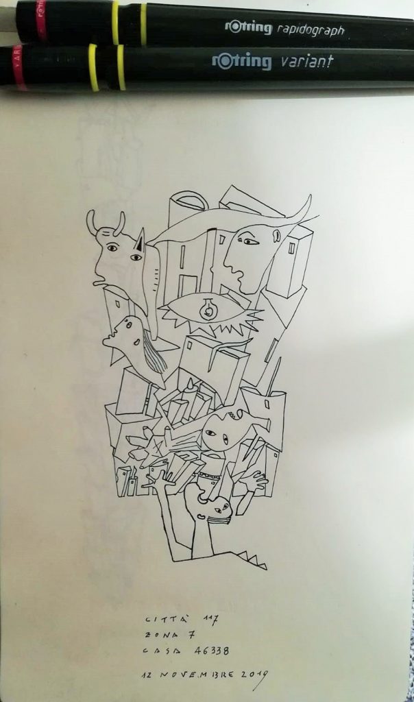 Copertina fatta con il Rapidograph.