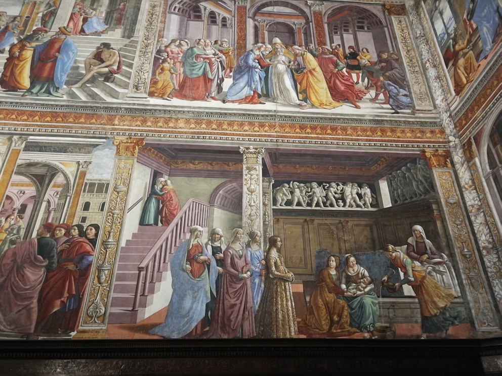 Santa Maria Novella - Cappella Maggiore con gli affreschi del Ghirlandaio, particolare.