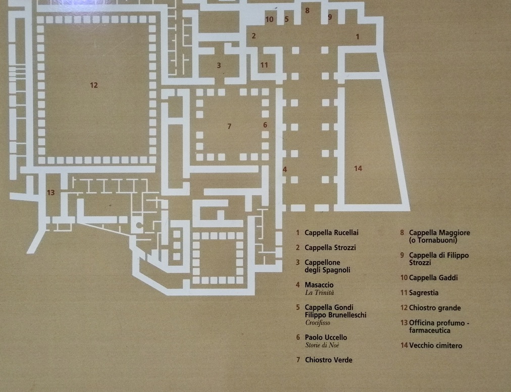 Santa Maria Novella - piantina con numeri che indicano luoghi di interesse.