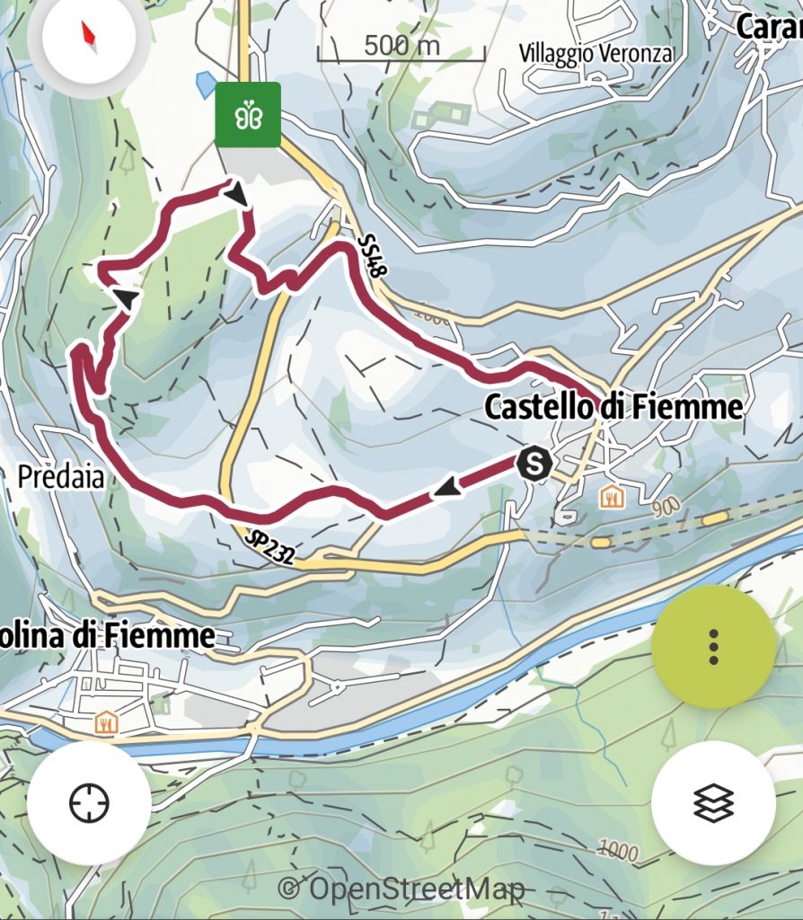 Mappa del percorso del biotopo del Bronzin.
