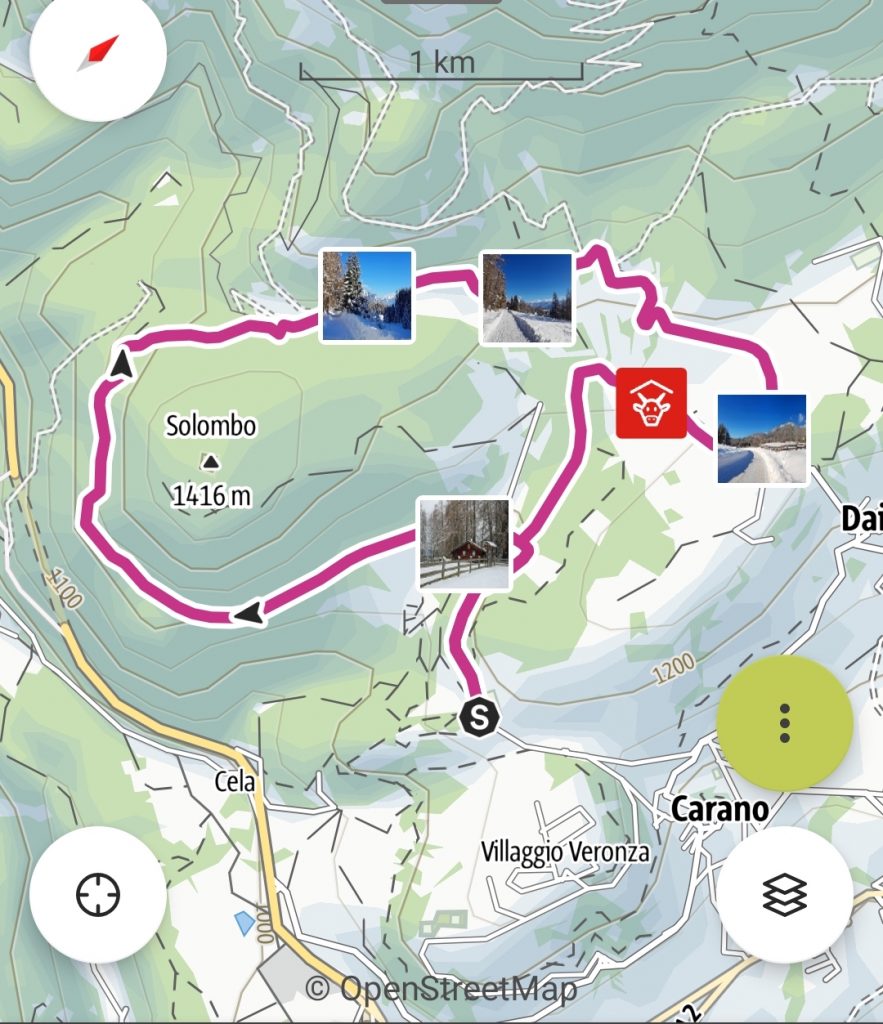 Mappa del percorso del giro del Solombo.
