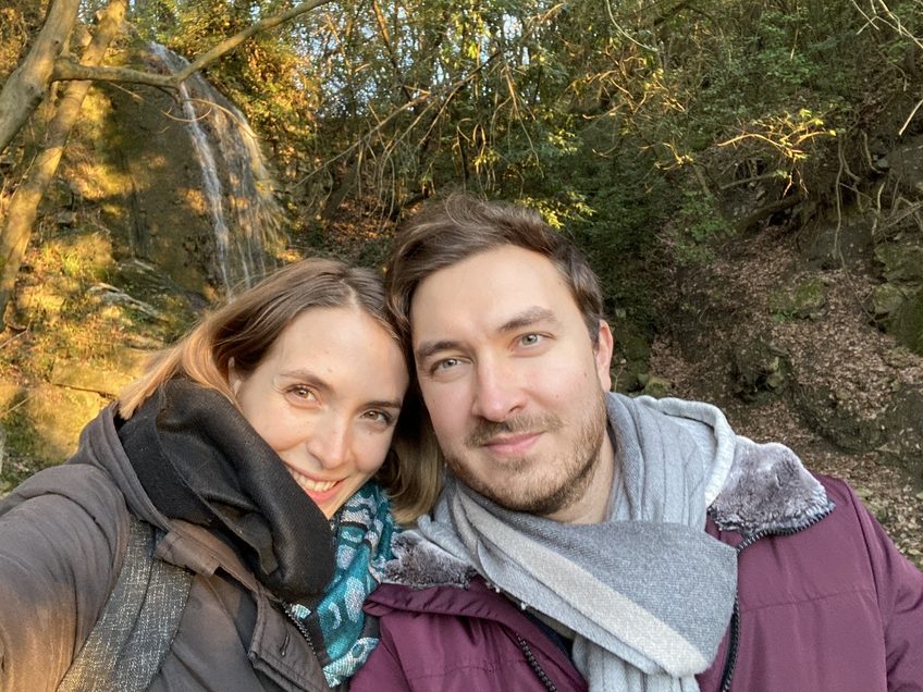Federica e Lorenzo alla Cascata di Cercina.