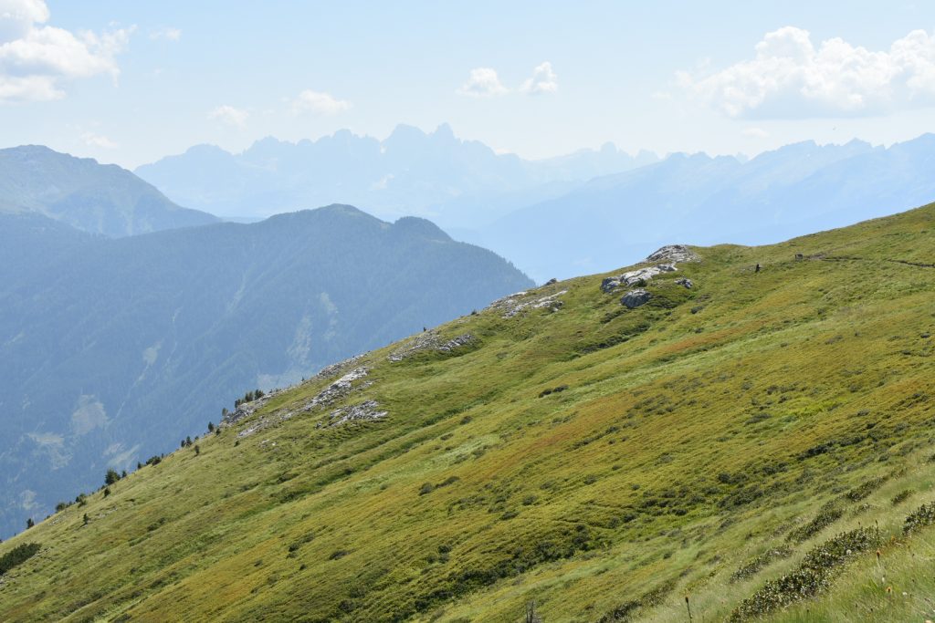 Prati e montagne dal percorso Geotrail.