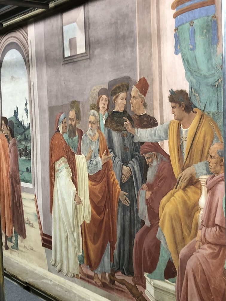 Cappella Brancacci - particolare: Filippino Lippi, La disputa dei Santi Pietro e Paolo con Simon Mago.
