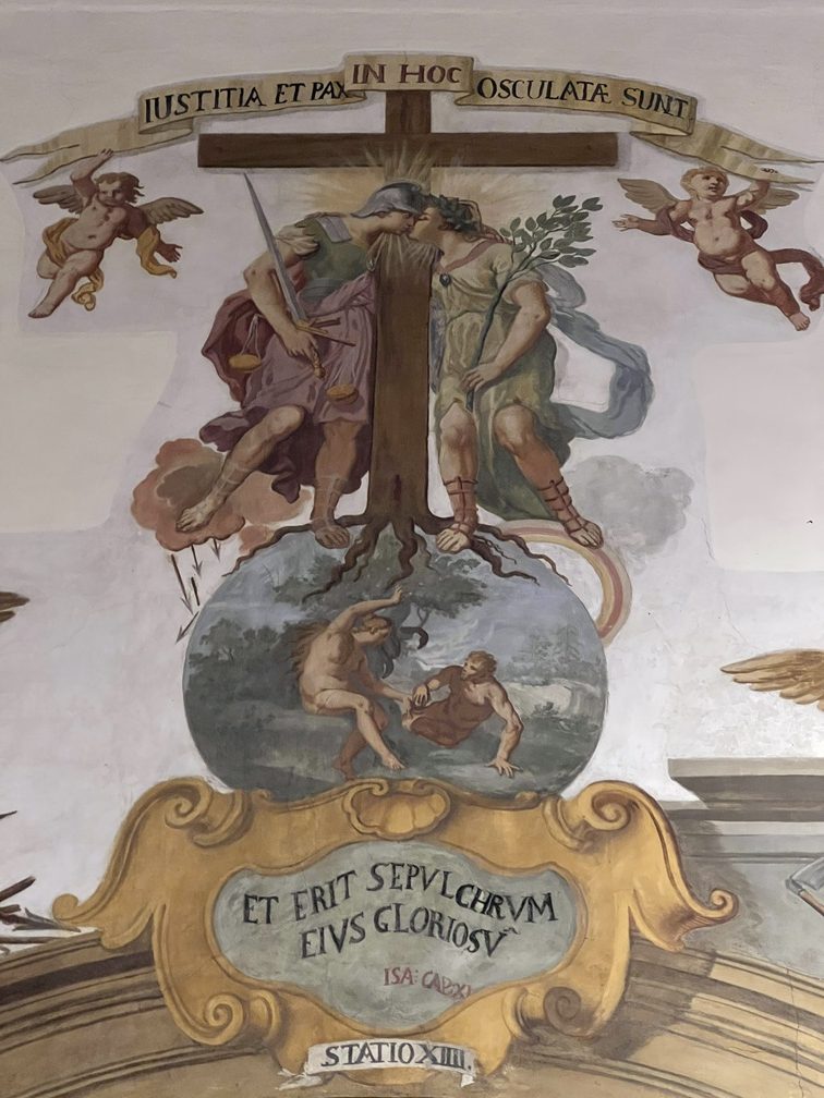 Chiesa di San Vigilio - stazione del Santo Sepolcro, particolare dell'affresco.
