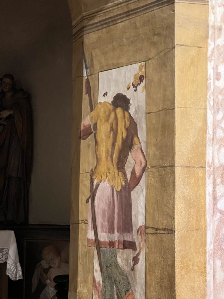 Chiesa di San Vigilio - stazione del Santo Sepolcro, particolare dell'affresco.