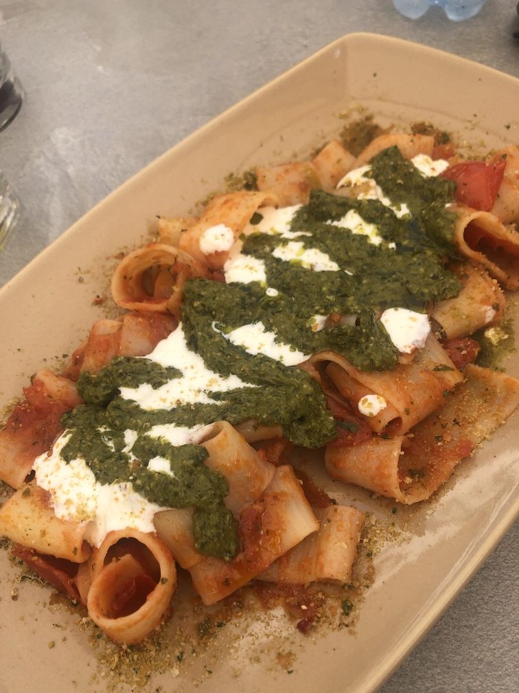 Puerto Picciu a Porto Cesareo - calamarata vegetariana senza glutine.