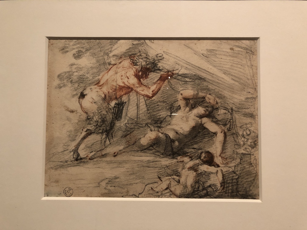 Giovanni Mannozzi, Giove e Antiope, 1630 ca., matita rossa e nera con acquarellature, penna e inchiostro bruno su carta bianca, Firenze, Le Gallerie degli Uffizi, Gabinetto del Disegni e delle Stampe.