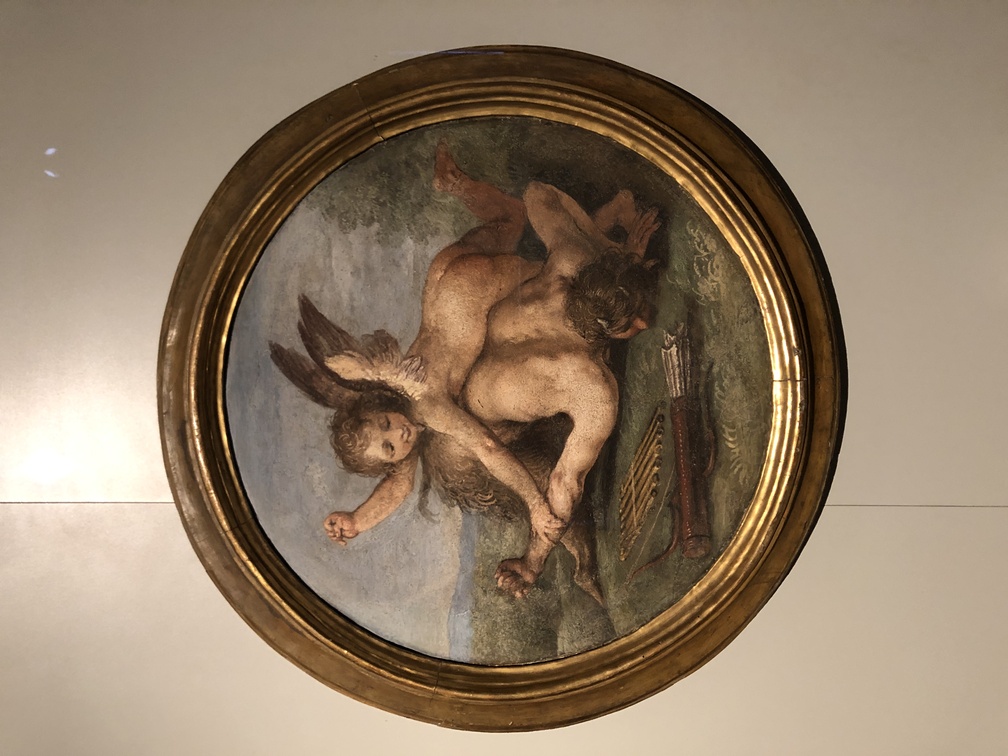 Giovanni Mannozzi, Pan vinto da Cupido, 1634 ca., affresco su stuoia, Firenze, Le Gallerie degli Uffizi.