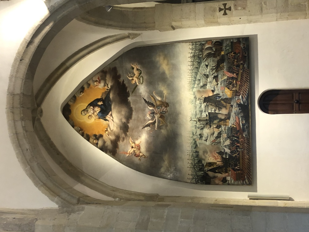 Pieve di Santa Maria Assunta a Cavalese - affresco staccato: la battaglia di Lepanto.