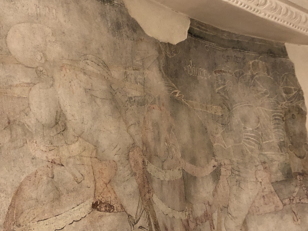 Casa Bertelli - ciclo di affreschi interno, dettaglio della battaglia di Roncisvalle.