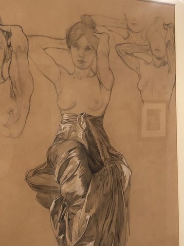 A. Mucha, Studio per Le pietre preziose - Ametista, 1900, Matita e lumeggiamento bianco su carta, Fondazione Mucha.