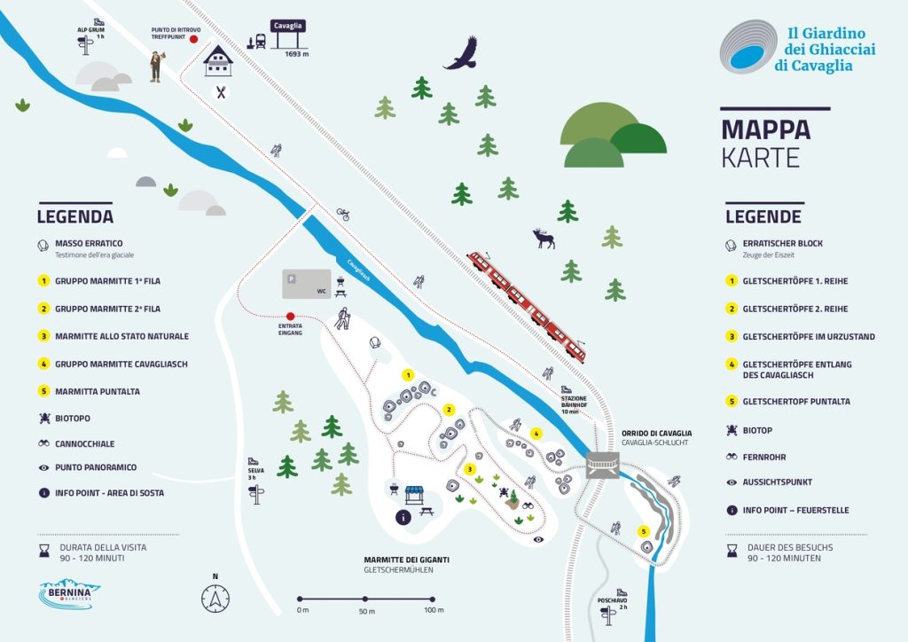Il Giardino dei Ghiacciai a Cavaglia - mappa.