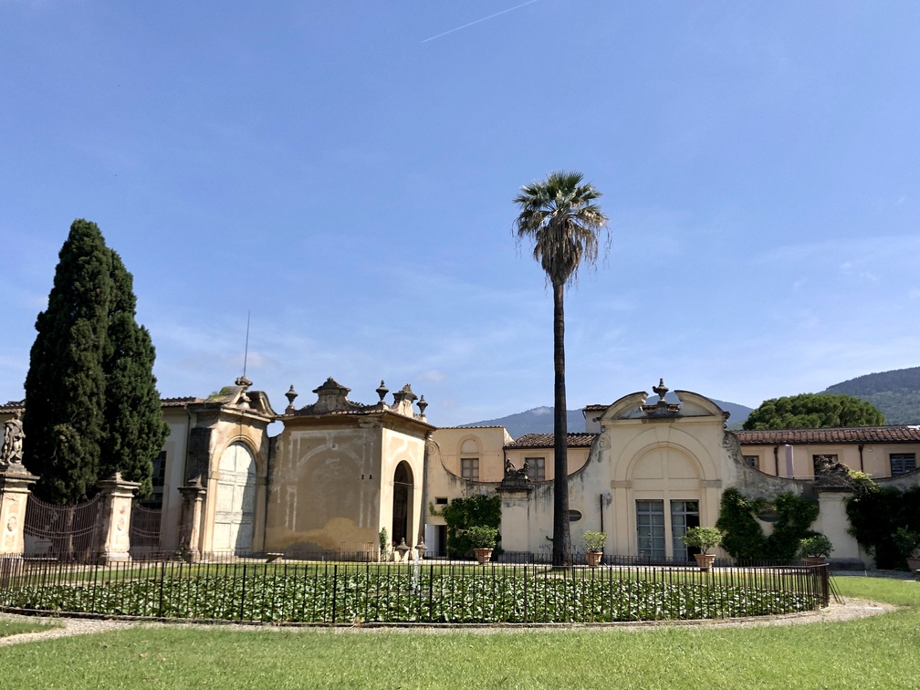 Villa Corsi Salviati - vasca ellittica e palma.