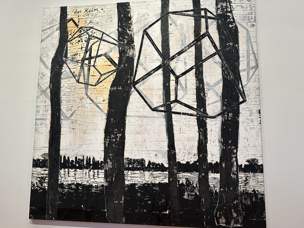 Anselm Kiefer, "Der Rhein (Il Reno)", 1982-2013, collage di xilografie su carta con olio, emulsione, acrilico e gommalacca, montato su tela.