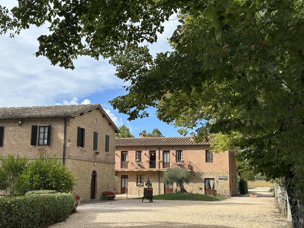 Abbazia di San Galgano - edifici esterni con ristorante.