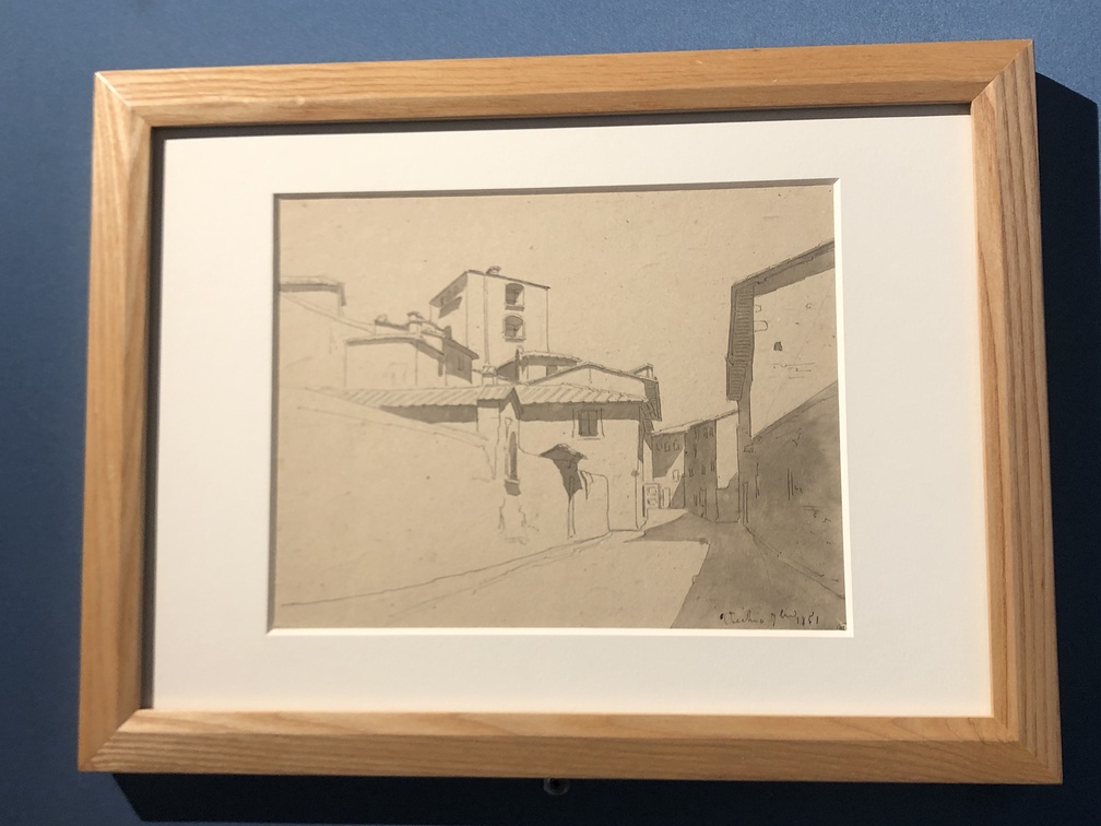 Stanislao Pointeau, Strada a Vicchio, Acquerellatura grigia, matita nera, penna e inchiostro su carta grezza. 1851, Firenze, Le Gallerie degli, Uffizi Gabinetto dei Disegni e delle Stampe, In basso a destra: Vicchio settembre 1851