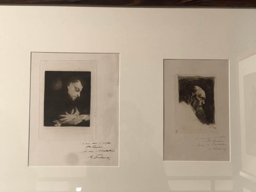 Marcellin Desboutin
1. Vieillard à la longue barbe, d'apres inconnu, puntasecca e bulino, 1856 ca.
2. Santo che legge (studio da un quadro di Giovanni Battista Piazzetta), acquaforte e puntasecca
Collezione eredi Pointeau
In basso a destra: à mon ami et confrère M.eur Pointeau. Souvenirs de l'Ombrellino M. Desboutin
