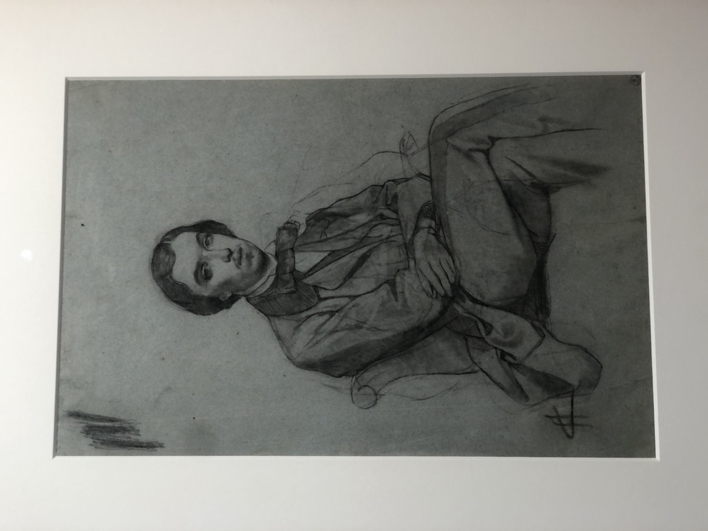 Amos Cassioli, Ritratto di Edgar Degas, Carboncino, acquerellatura e biacca su carta cerulea, 1859 ca., Firenze, Le Gallerie degli Uffizi, Gabinetto dei Disegni e delle Stampe