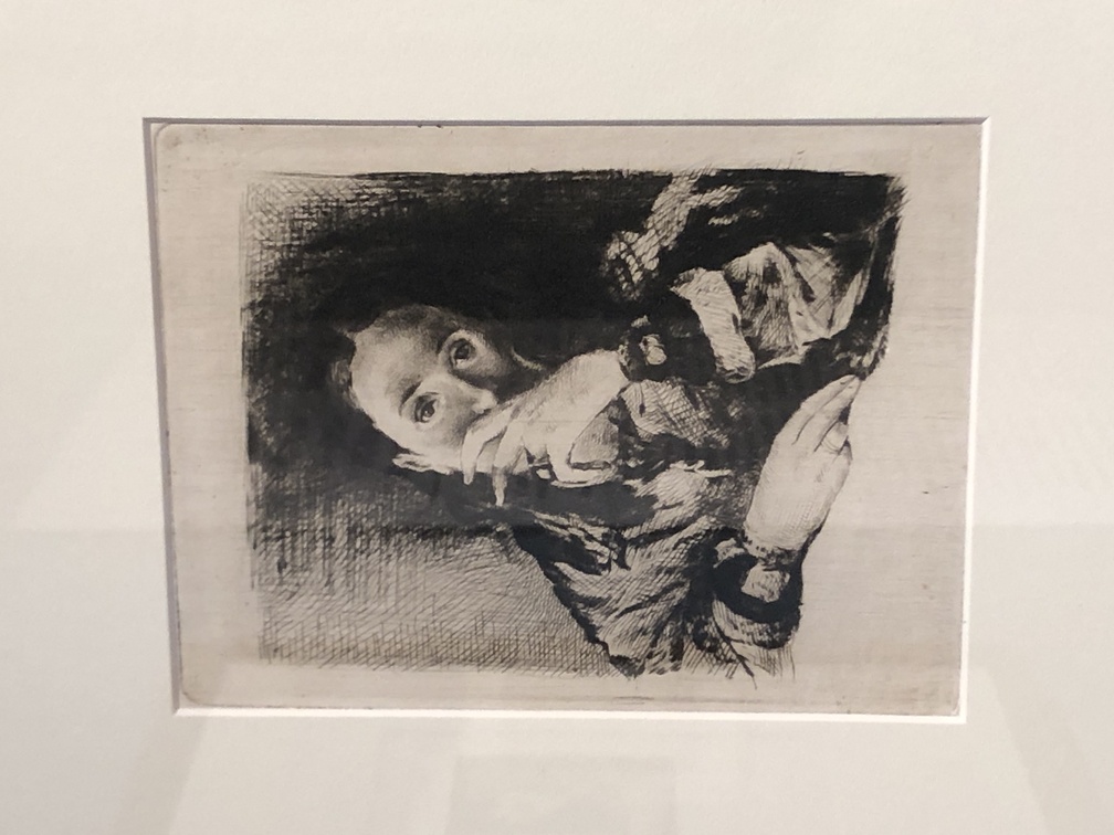 Marcellin Desboutin, Femme accoudée la main sur la bouche, effet du soir, Puntasecca, 1856, Collezione eredi Pointeau