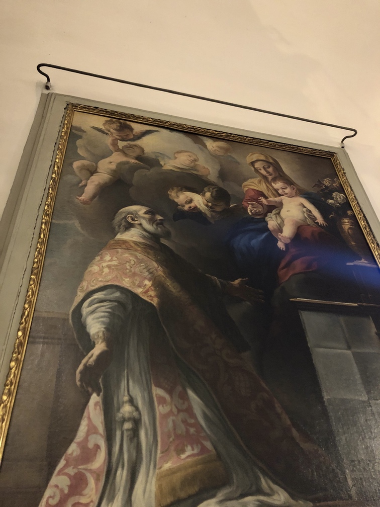 Ospedale Serristori - cappella - Apparizione della Madonna a San Filippo Neri di Niccolò Francesco Lapidi, XVIII sec.