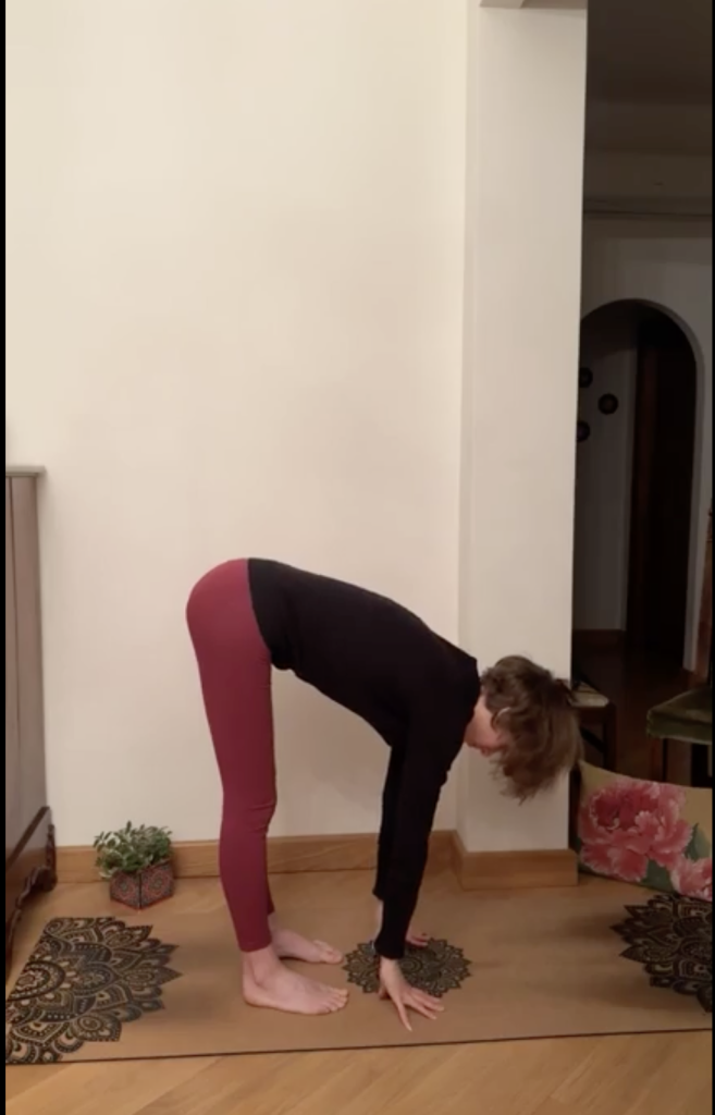 Pratica yoga - variante di Uttanasana. 