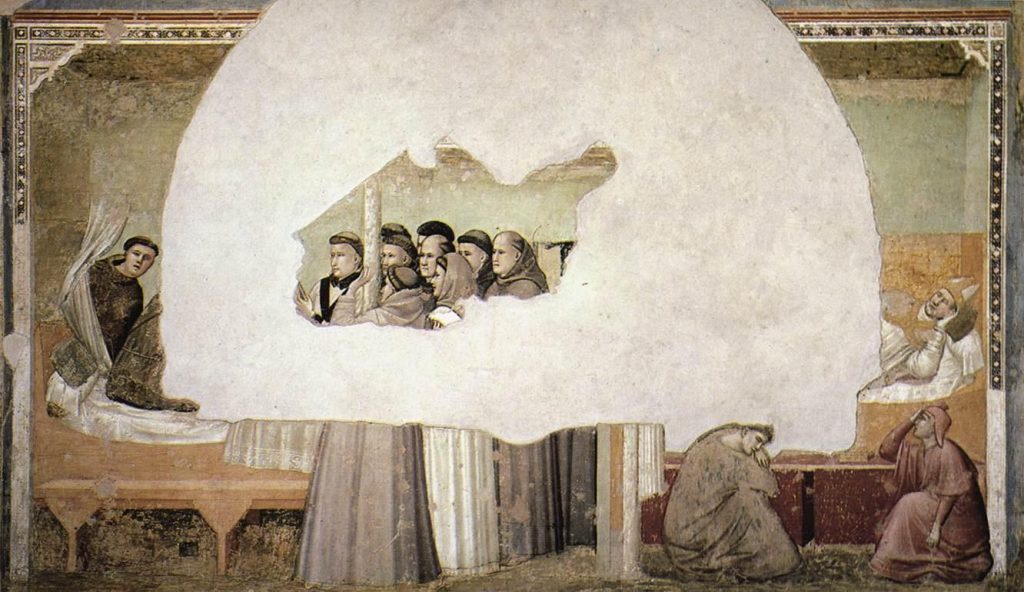 Cappella Bardi a Santa Croce (Firenze) - Giotto, San Francesco appare a frate Agostino e al vescovo Guido di Assisi.
