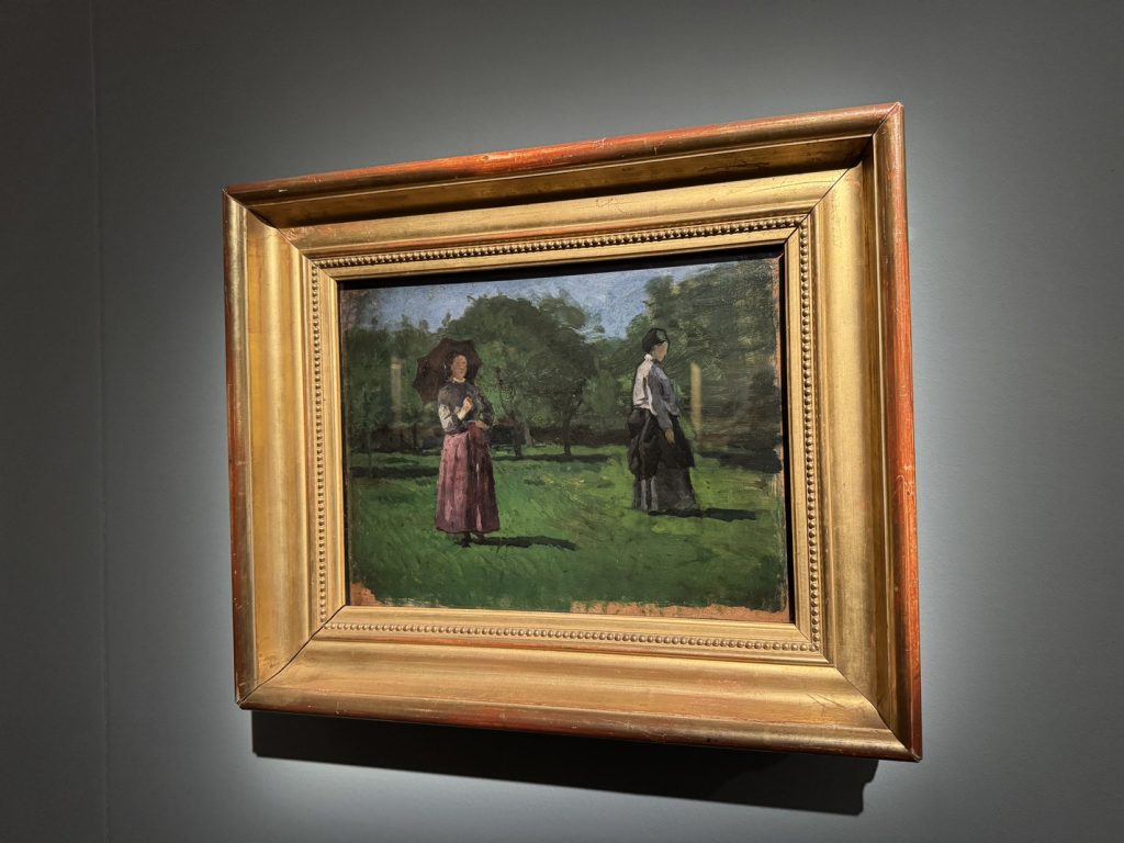 Mostra "Impressionisti in Normandia" a Firenze - Louis-Alexandre Dubourg, "Donne nel frutteto a Saint - Siméon", 1868 ca., Olio su carta incollata su tela, Caen, Coll. Association Peindre en Normandie.