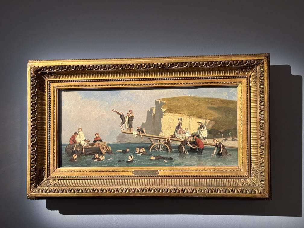 Mostra "Impressionisti in Normandia" a Firenze - Eugène Le Poittevin, "Bagno a Étretat", 1858 ca., Olio su tavola, Caen, Coll. Association Peindre en Normandie.