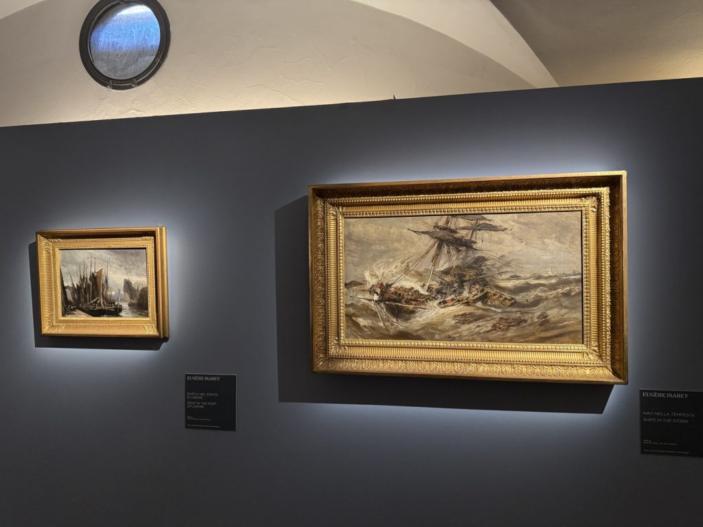 Mostra "Impressionisti in Normandia" a Firenze - Eugène Isabey, "Navi nella tempesta", 1850 ca., Olio su tela - Eugène Isabey, "Barca nel porto di Dieppe", 1855 ca., Olio su tela, Caen, Coll. Association Peindre en Normandie.