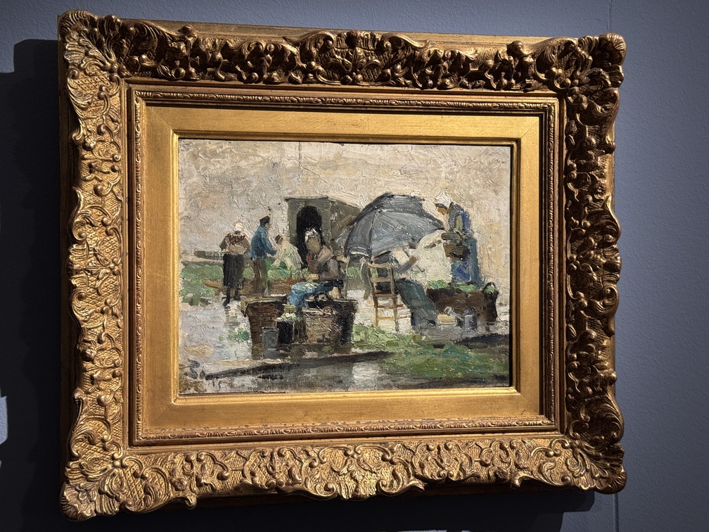 Mostra "Impressionisti in Normandia" a Firenze - Franck Myers Boggs, "Scena di mercato sotto la pioggia a Dieppe", 1887 ca., Olio su tela, Caen, Coll. Association Peindre en Normandie.