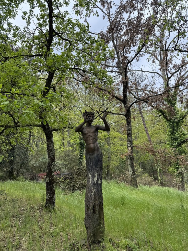 Parco di Poggio Valicaia - busto di fauno in bronzo.