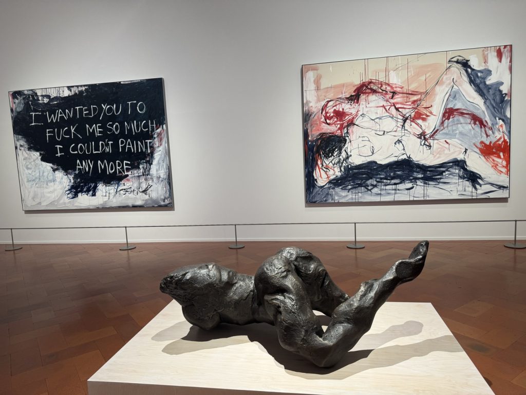 Mostra "Tracey Emin. Sex and Solitude" - "I Wanted You To Fuck Me So Much I Couldn't Paint Anymore 
(Volevo che mi scopassi così tanto da non riuscire più a dipingere)", 
2020, 
acrilico su tela, 
Fine Art Private Museum c/o Xavier Hufkens Gallery - "Not Fuckable (Non scopabile)", 
2024, 
acrilico su tela, 
The George Economou Collection - "Coming Down From Love (Scendendo dall'amore)", 
2024, 
bronzo, 
Cherñajovsky collection.