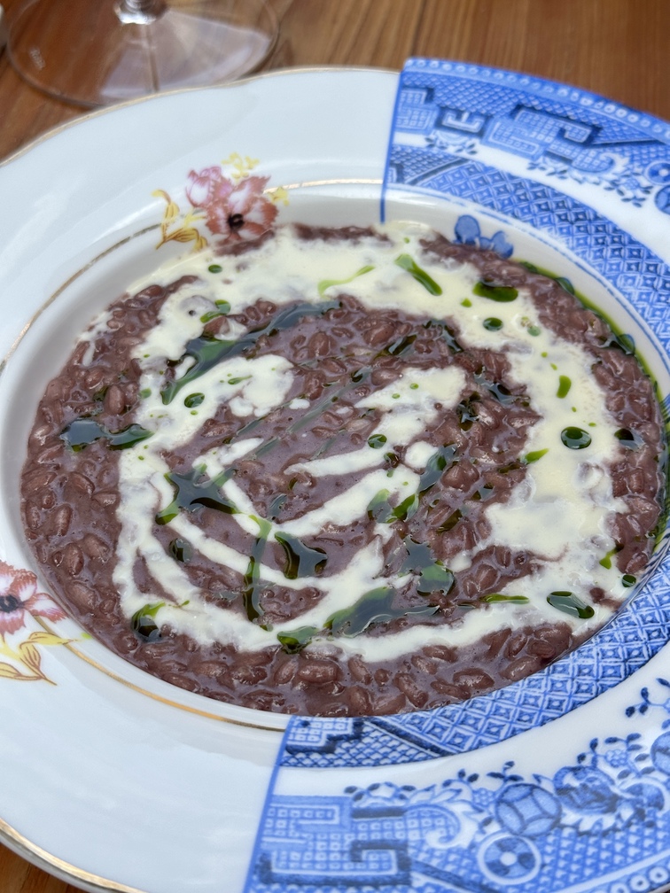 Ristorante Orso Grigio a Cavalese - risotto al teroldego Foradori, formaggio locale e aglio orsino.