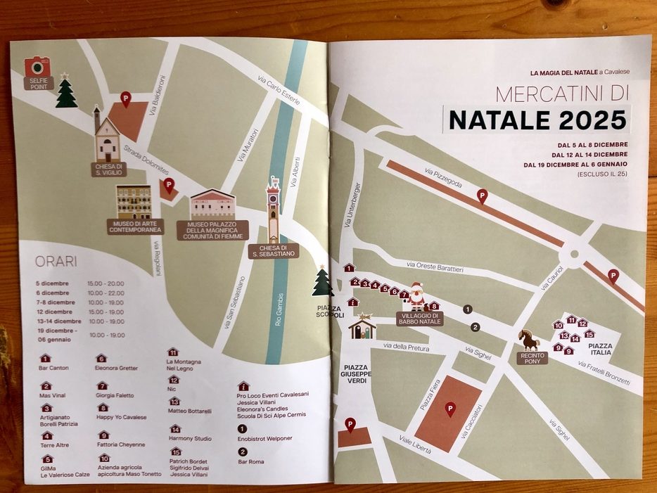 Mercatino di Natale 2025 di Cavalese - mappa.