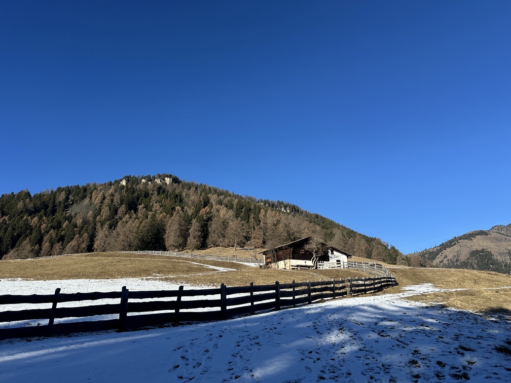 Pascolo di Guagiola - la baita tra i prati e il Monte Cucal.