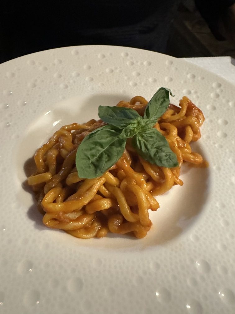 Ristorante Antica Dogana - Resort Le Due Ruote ad Alberese - pici fatti a mano con sugo all'aglione.