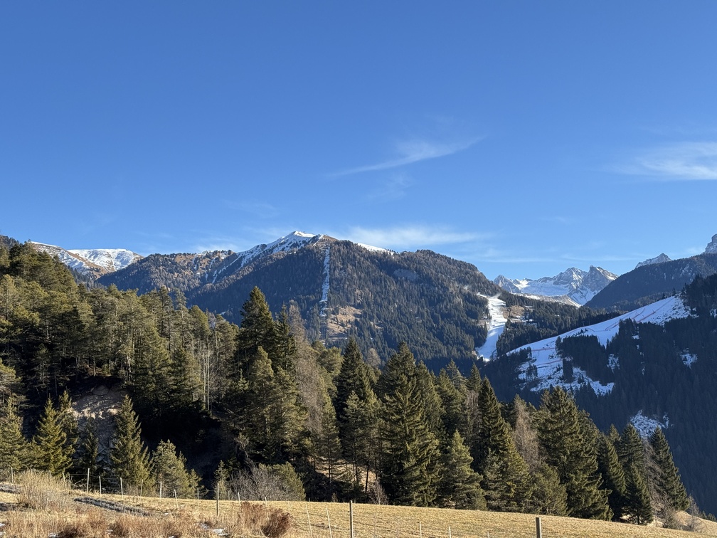 Vigo di Fassa - veduta su Sasso Undici e delle Dodici, Sas Aut, dietro Punta Vallaccia (Gruppo dei Monzoni).
