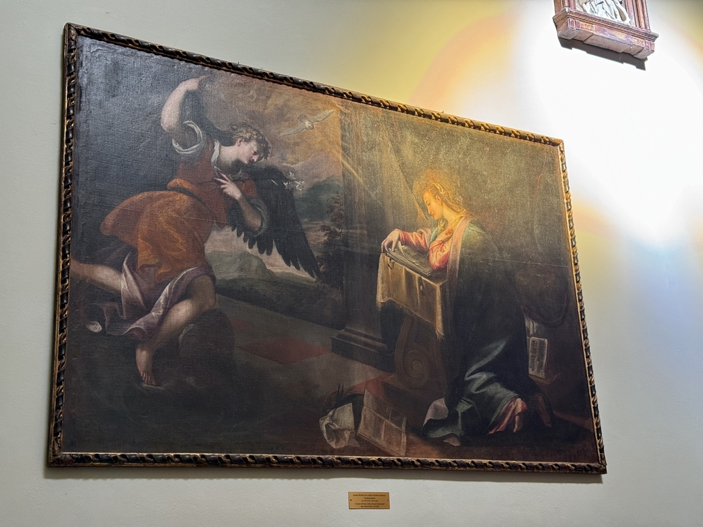 Montescudaio - Chiesa di Santa Maria Assunta, tela con l'Annunciazione, attribuita ad Andrea Micheli detto Andrea Vicentino (XVI-XVII sec.).