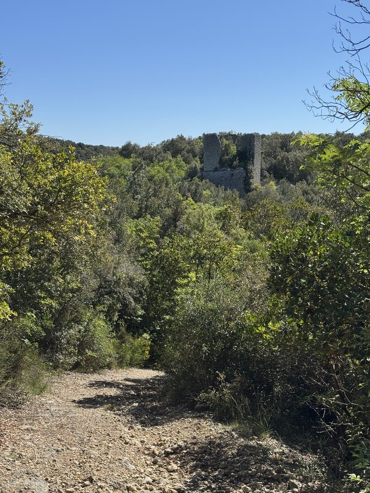 Castelvecchio - area archeologica: veduta della Torre Occidentale dal sentiero.