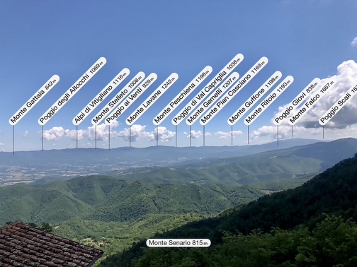 Monte Senario - panorama dalla Grotta di Sant'Alessio (app: PeakFinder).