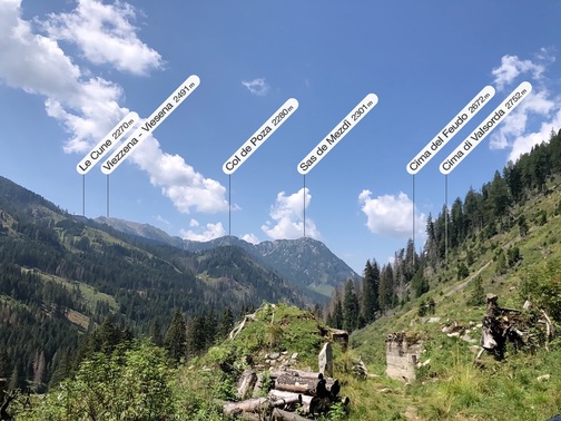 Fango - Campo trincerato B - veduta dalla prima cannoniera (app: PeakFinder).