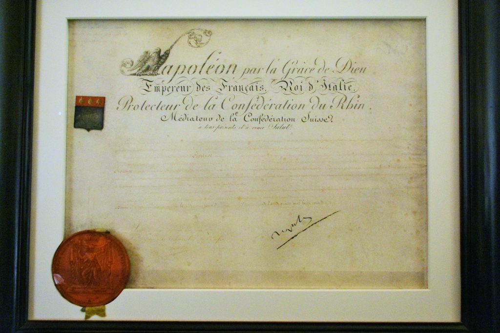 Il documento del Decreto napoleonico.