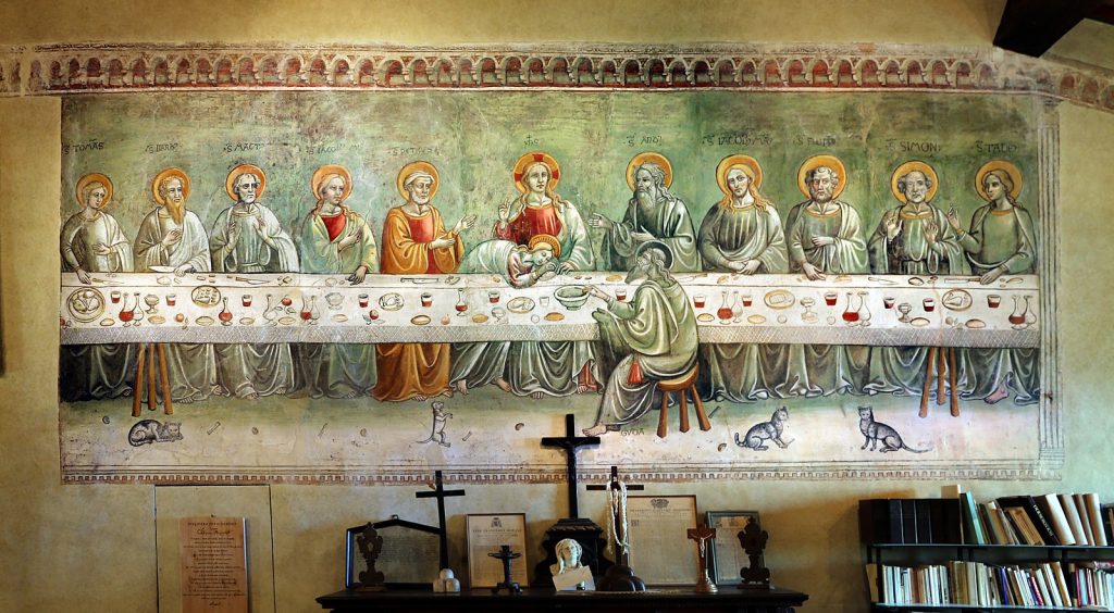 Chiesa di Sant'Andrea a Cercina - Affresco tardogotico con colori verdi, ultima cena di Stefano d'Antonio Vanni.