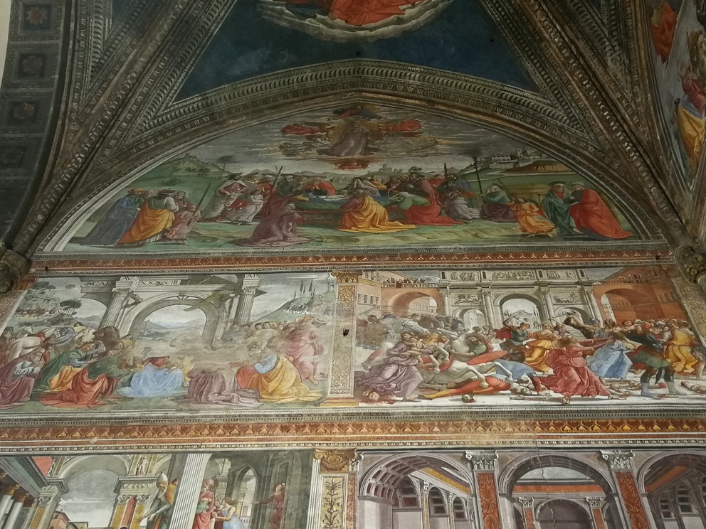 Santa Maria Novella - Cappella Maggiore con gli affreschi del Ghirlandaio, particolare.