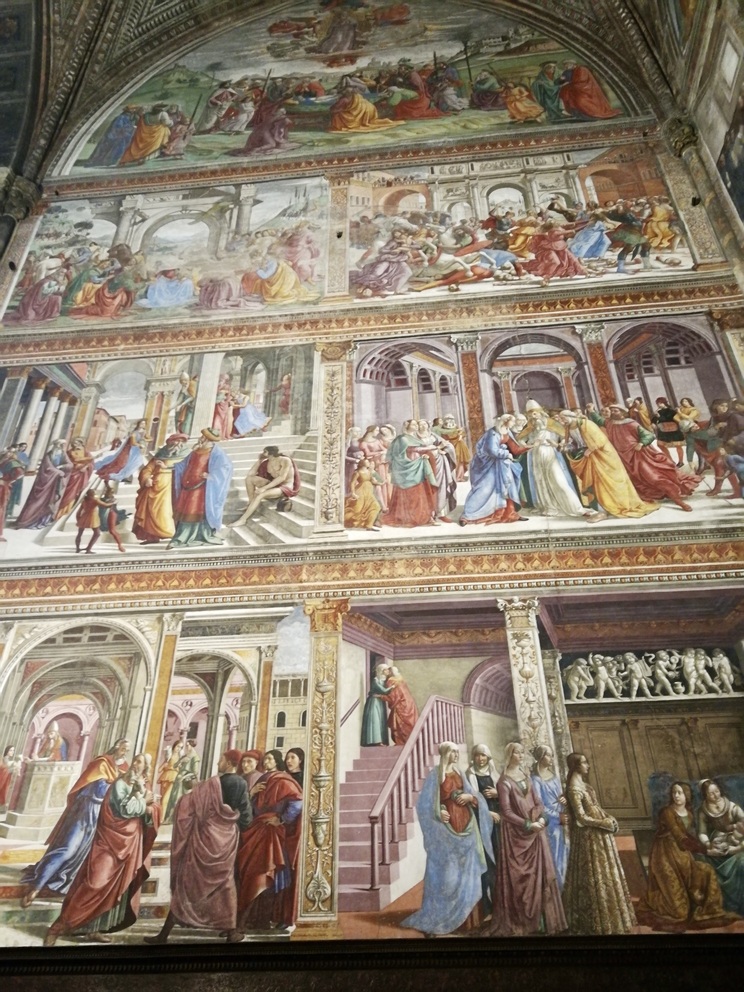 Santa Maria Novella - Cappella Maggiore con gli affreschi del Ghirlandaio, particolare.