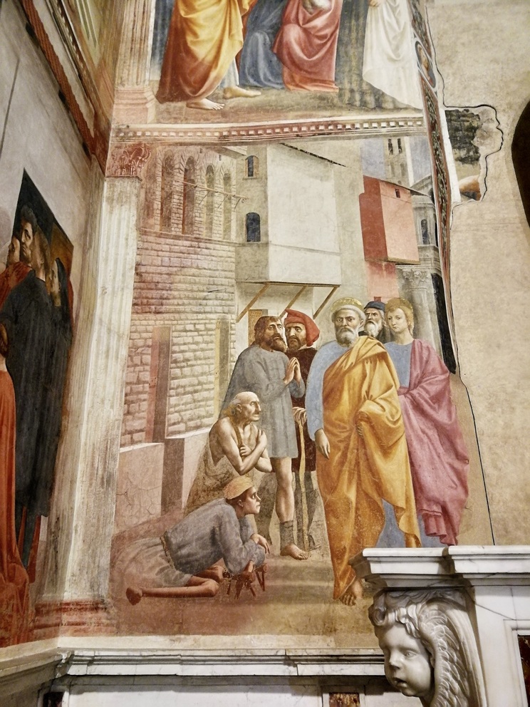 Cappella Brancacci - particolare affresco San Pietro guarisce con la propria ombra.