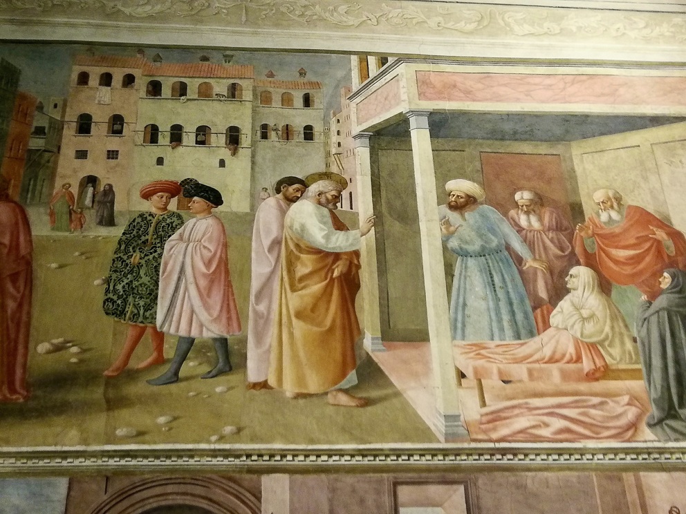 Cappella Brancacci - particolare affresco della resurrezione di Tabita.