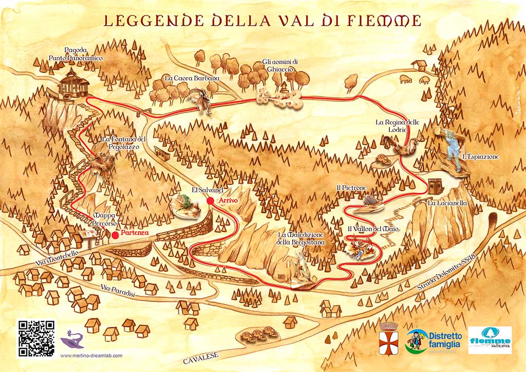 Mappa del percorso "Leggende della Val di Fiemme".